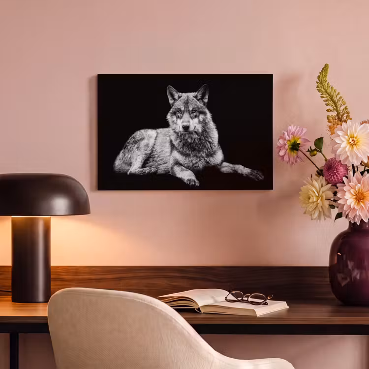 Canvas schilderij - Wilde dieren - Wolf - Zwart - Wit — 4