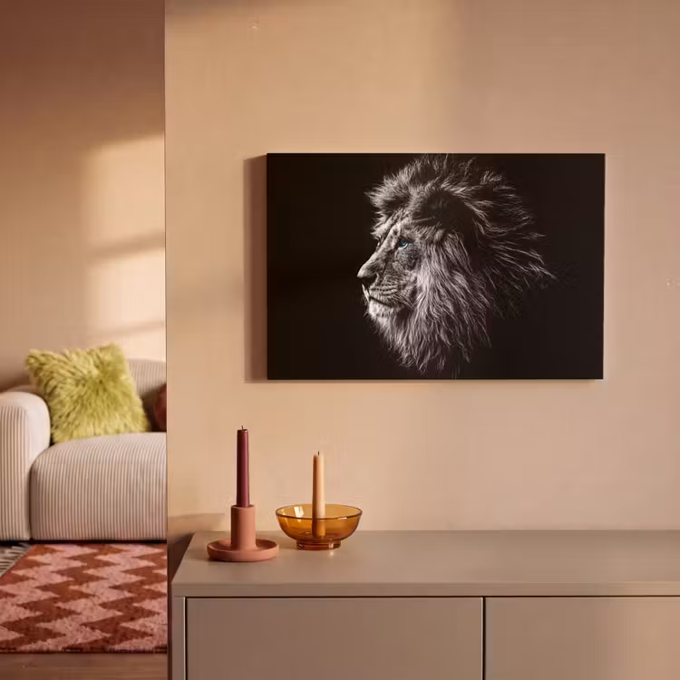 Canvas schilderij - Zwart Wit - Leeuw - Kop - Dieren — 2
