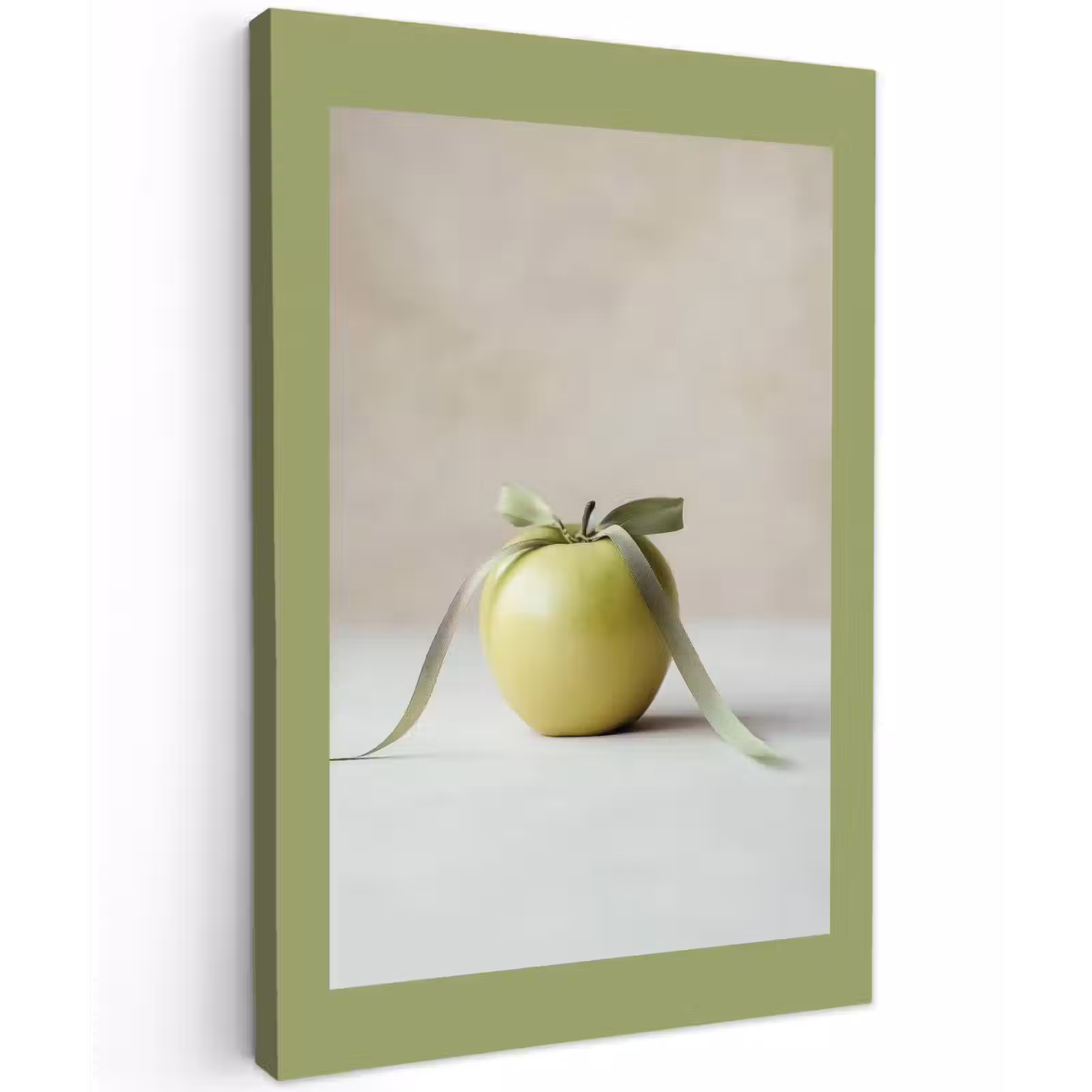Canvas schilderij - Groen - Appel - Strikje — 1