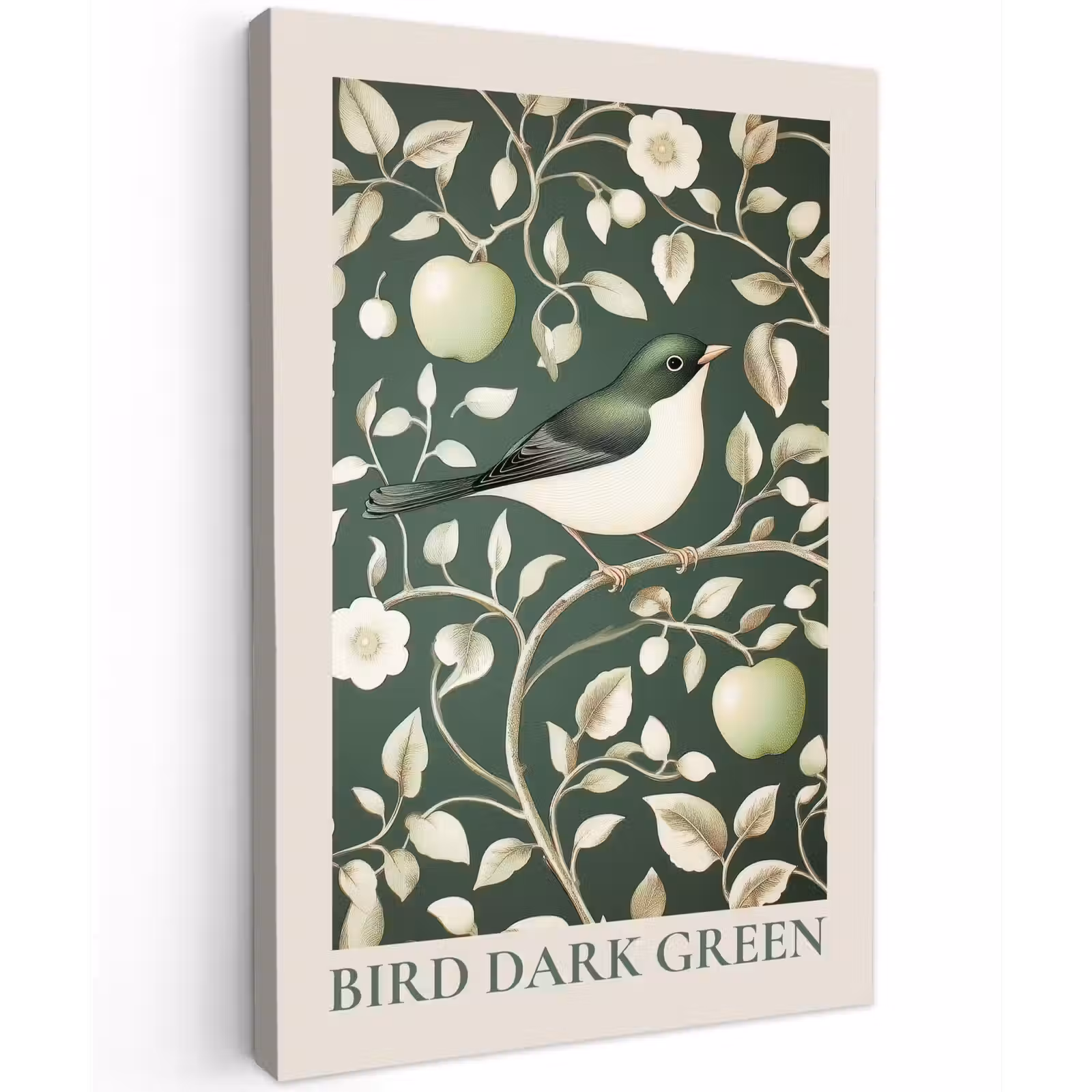 Canvas schilderij - Groen - Vogel - Bloemen — 1