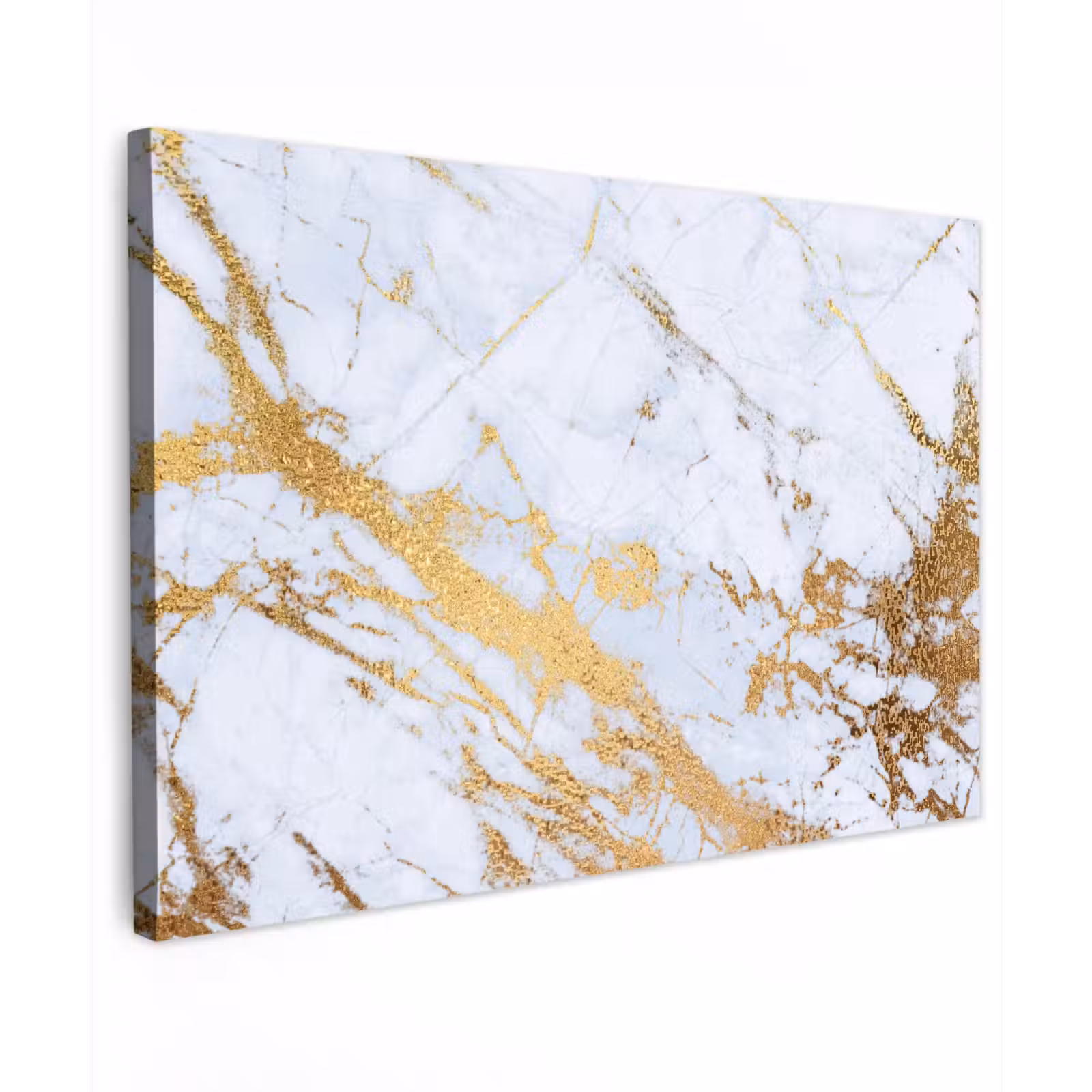 Canvas schilderij - Marmer - Goud - Wit - Luxe - Marmerlook - Glitter — 1