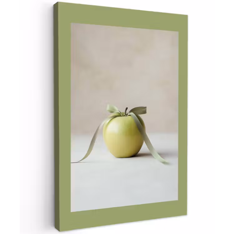 Canvas schilderij - Groen - Appel - Strikje — 1