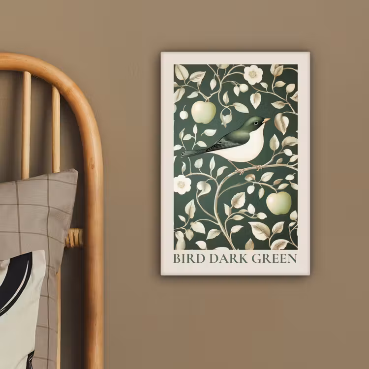 Canvas schilderij - Groen - Vogel - Bloemen — 3