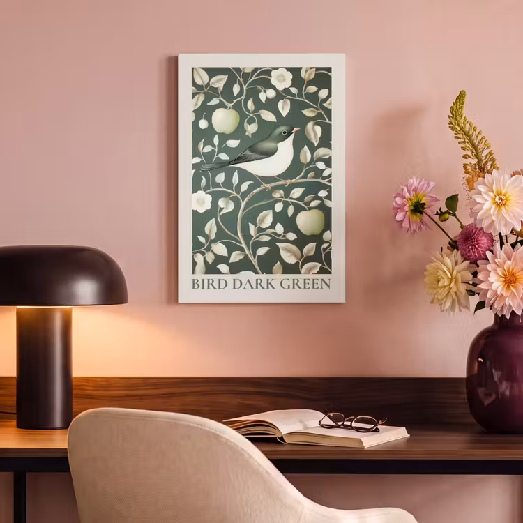 Canvas schilderij - Groen - Vogel - Bloemen — 4