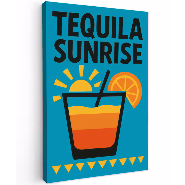 Canvas schilderij - Illustratie - Tequila - Glas - Blauw — 1