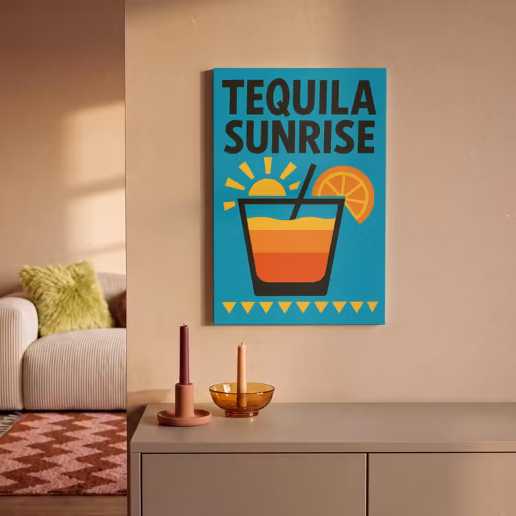Canvas schilderij - Illustratie - Tequila - Glas - Blauw — 2