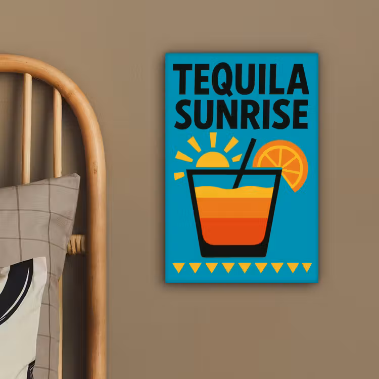 Canvas schilderij - Illustratie - Tequila - Glas - Blauw — 3
