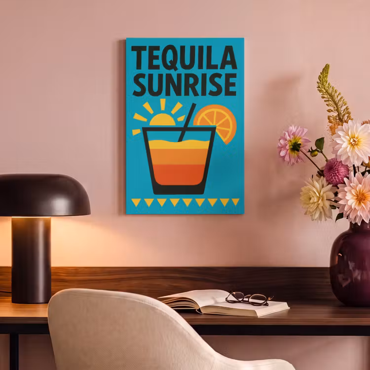 Canvas schilderij - Illustratie - Tequila - Glas - Blauw — 4