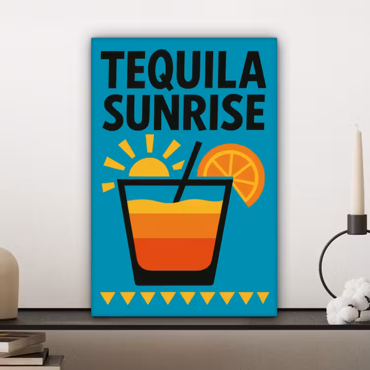 Canvas schilderij - Illustratie - Tequila - Glas - Blauw — 5