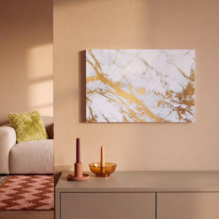 Canvas schilderij - Marmer - Goud - Wit - Luxe - Marmerlook - Glitter — 2
