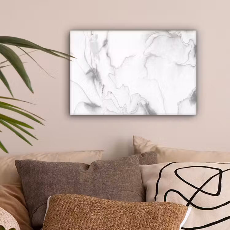Canvas schilderij - Marmer - Grijs - Wit - Abstract - Marmerlook — 2