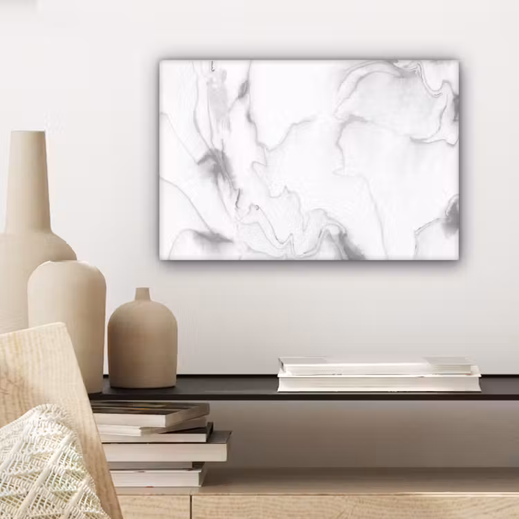 Canvas schilderij - Marmer - Grijs - Wit - Abstract - Marmerlook — 5