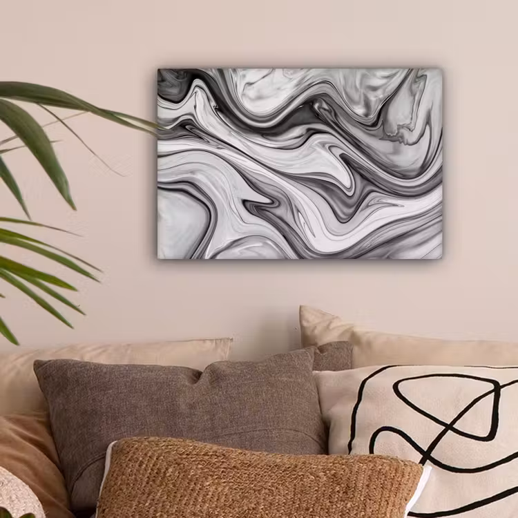 Canvas schilderij - Marmer - Patronen - Grijs - Marmerlook - Zwart — 2
