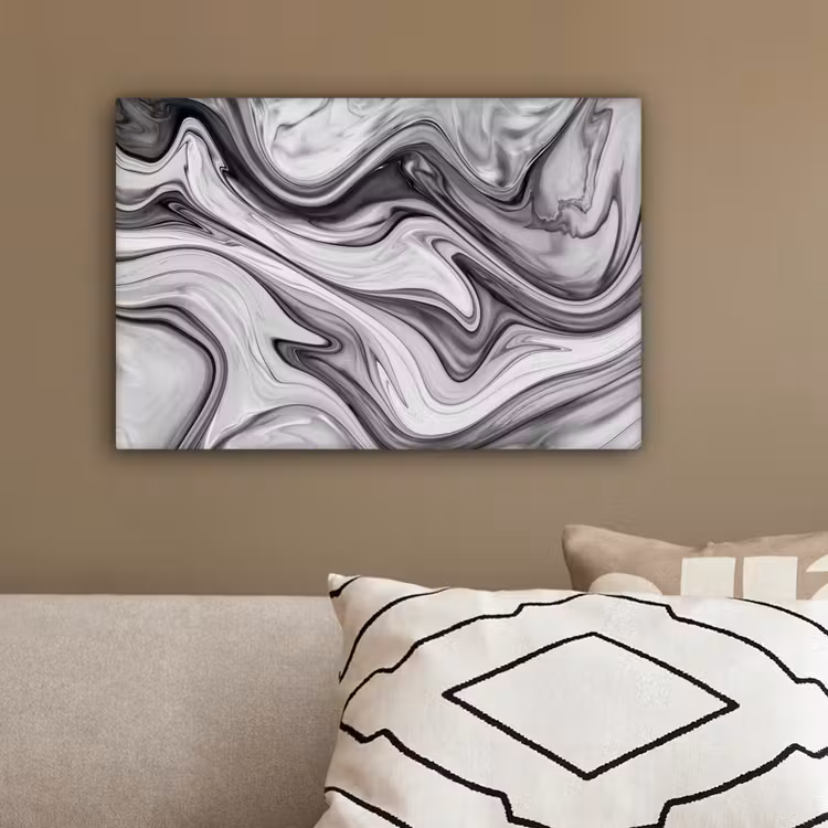 Canvas schilderij - Marmer - Patronen - Grijs - Marmerlook - Zwart — 3