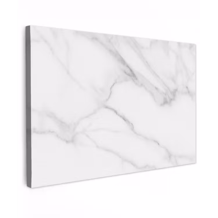 Canvas schilderij - Marmer - Structuur - Wit - Grijs - Steen - Marmerlook — 1