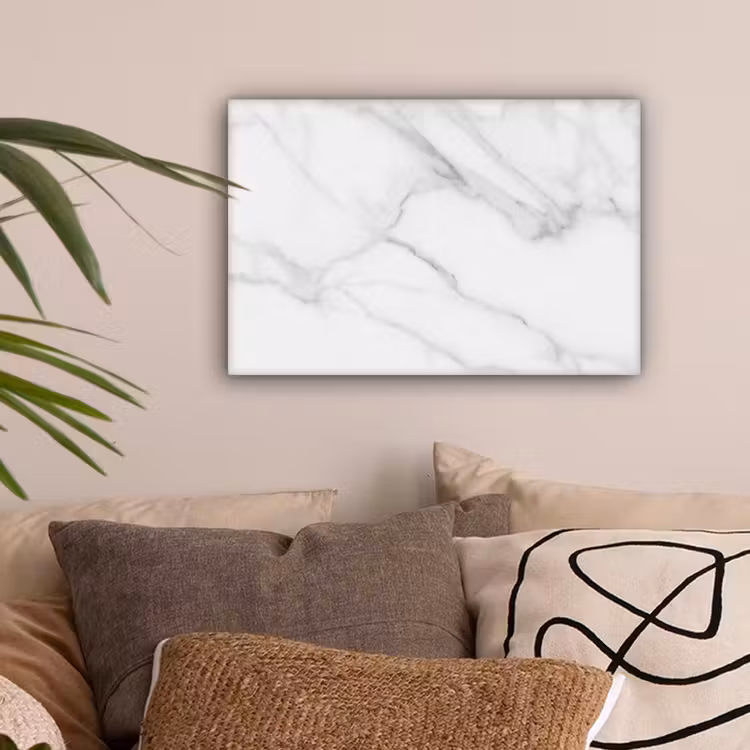 Canvas schilderij - Marmer - Structuur - Wit - Grijs - Steen - Marmerlook — 2