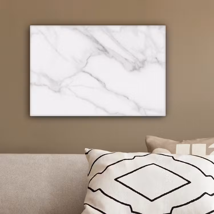 Canvas schilderij - Marmer - Structuur - Wit - Grijs - Steen - Marmerlook — 3