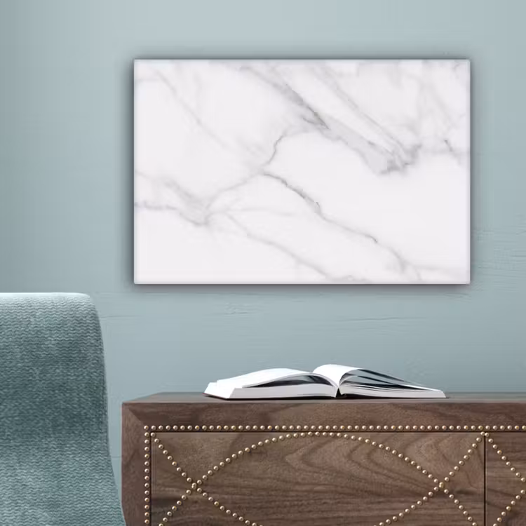 Canvas schilderij - Marmer - Structuur - Wit - Grijs - Steen - Marmerlook — 4