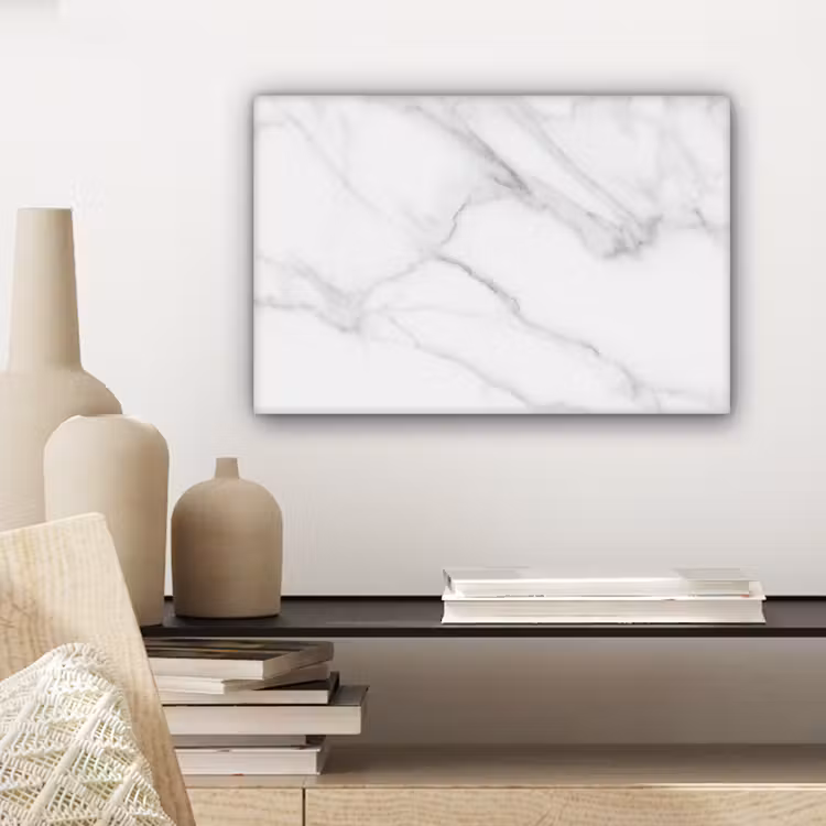 Canvas schilderij - Marmer - Structuur - Wit - Grijs - Steen - Marmerlook — 5