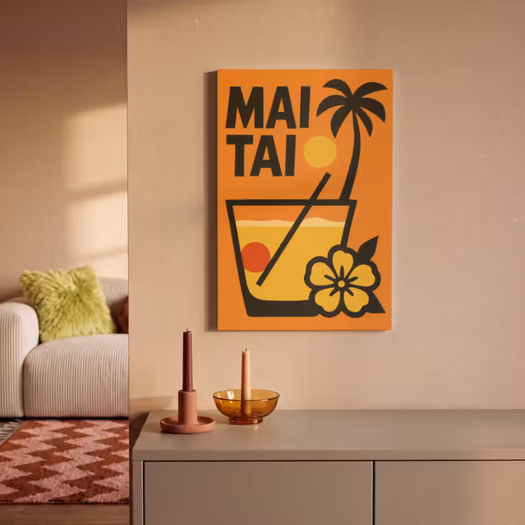 Canvas schilderij - Palmboom - Bloem - Art - Drink — 2