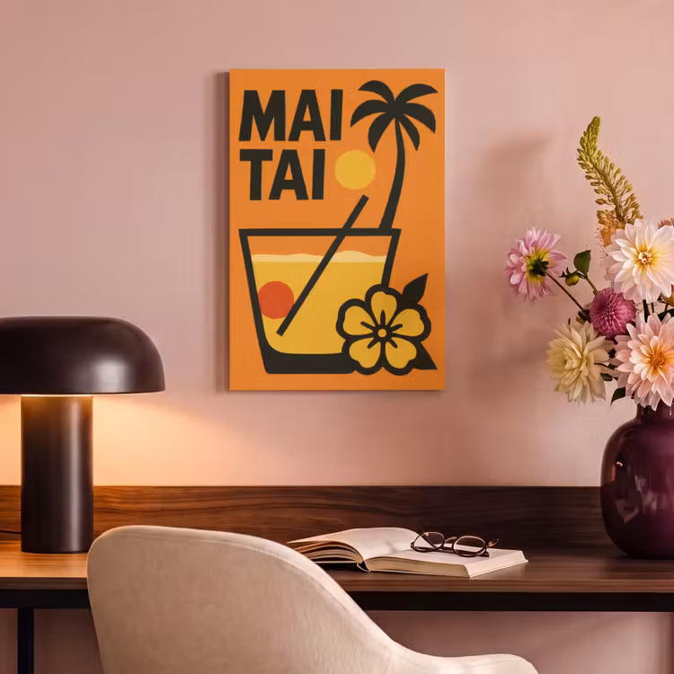 Canvas schilderij - Palmboom - Bloem - Art - Drink — 4