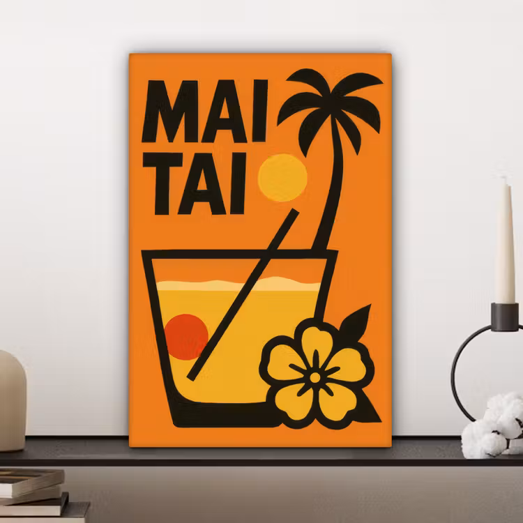 Canvas schilderij - Palmboom - Bloem - Art - Drink — 5
