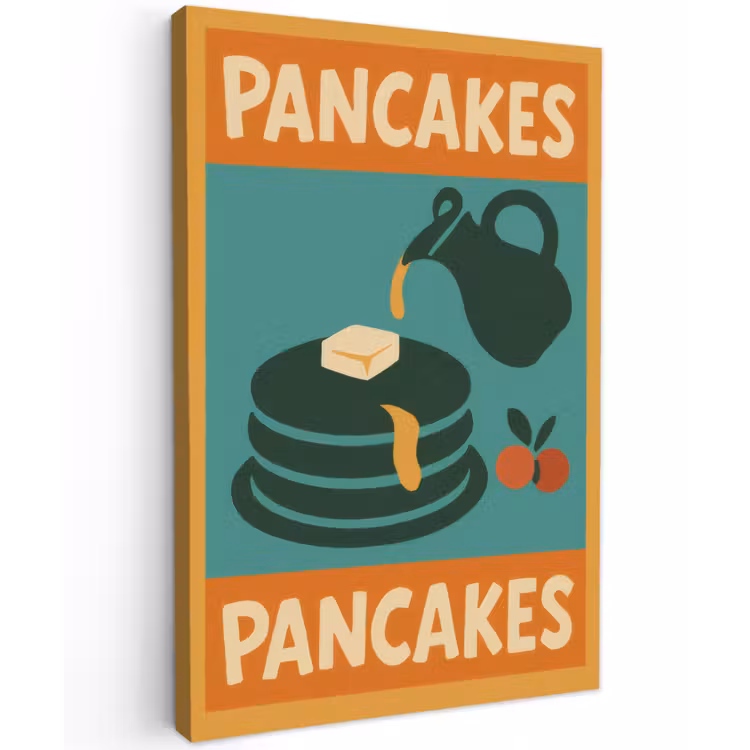 Canvas schilderij - Pannenkoeken - Siroop - Illustratie - Oranje — 1
