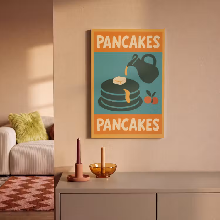 Canvas schilderij - Pannenkoeken - Siroop - Illustratie - Oranje — 2
