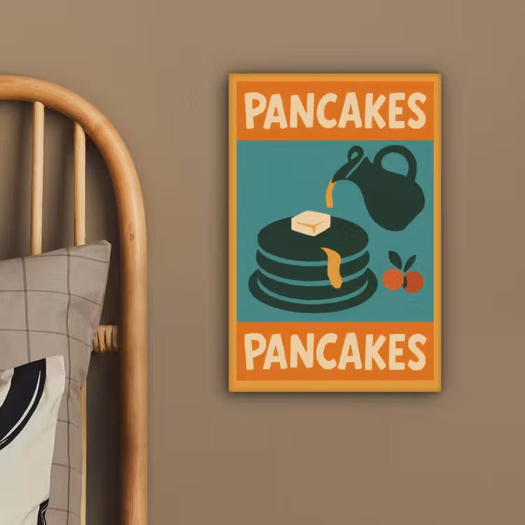 Canvas schilderij - Pannenkoeken - Siroop - Illustratie - Oranje — 3