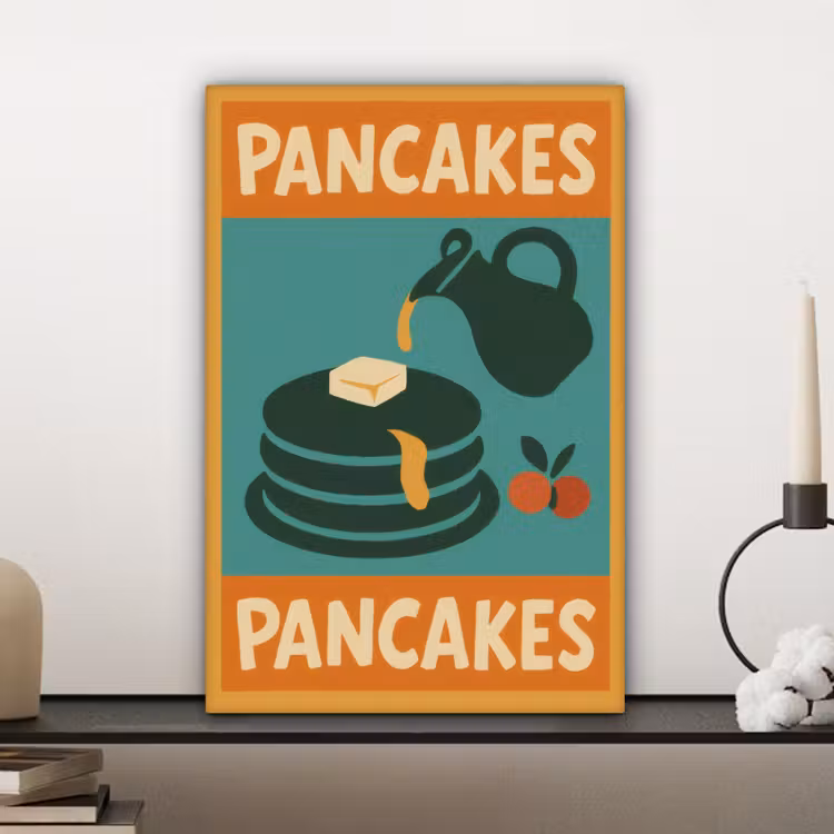Canvas schilderij - Pannenkoeken - Siroop - Illustratie - Oranje — 5