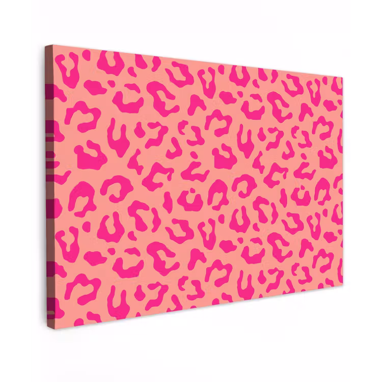 Canvas schilderij - Panterprint - Roze - Dierenprint - Minimalistisch — 1