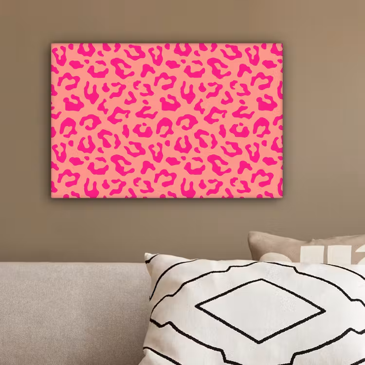 Canvas schilderij - Panterprint - Roze - Dierenprint - Minimalistisch — 3