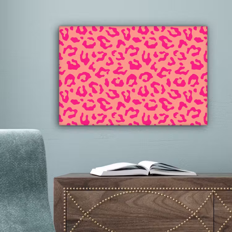 Canvas schilderij - Panterprint - Roze - Dierenprint - Minimalistisch — 4