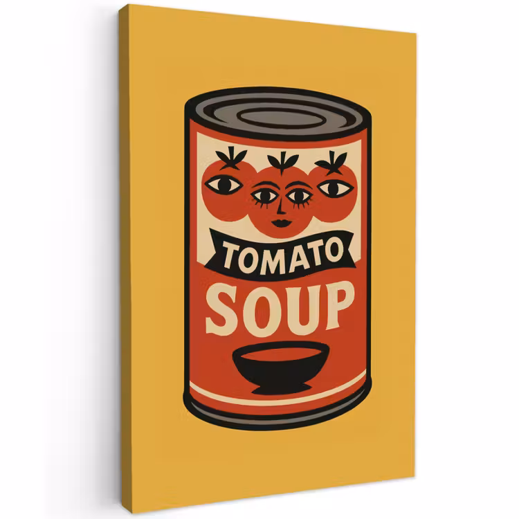 Canvas schilderij - Tomatensoep - Gezichtje - Illustratie - Rood — 1