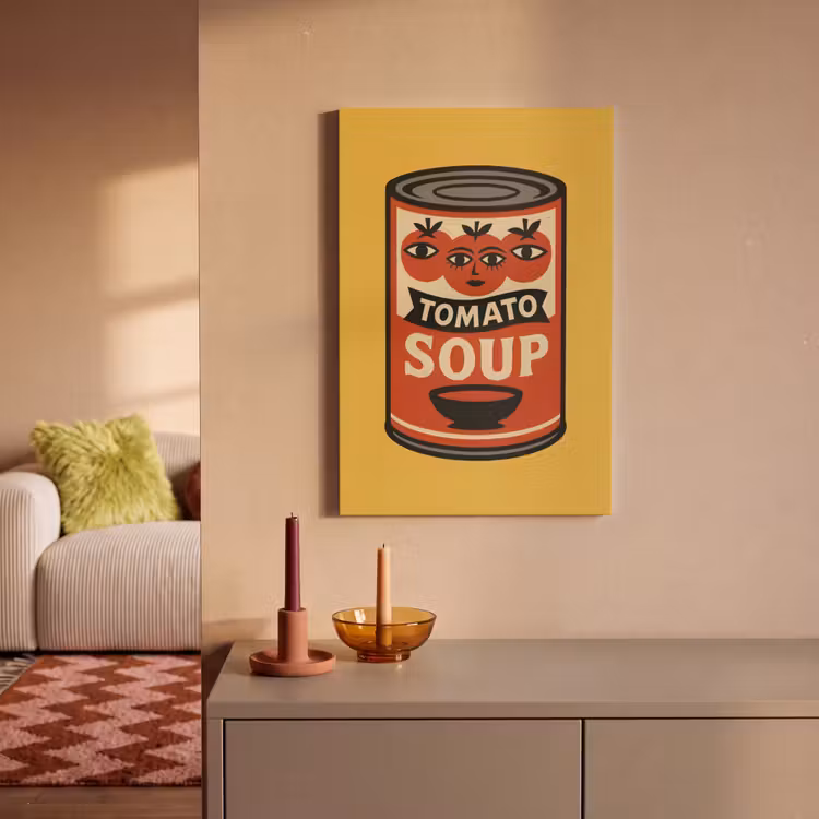 Canvas schilderij - Tomatensoep - Gezichtje - Illustratie - Rood — 2