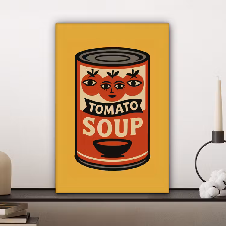 Canvas schilderij - Tomatensoep - Gezichtje - Illustratie - Rood — 5