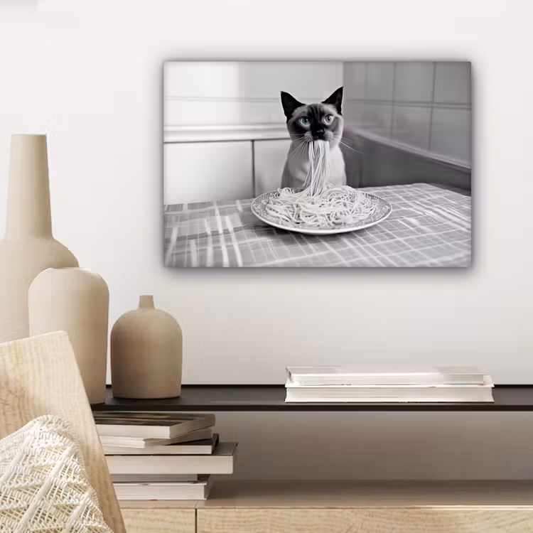 Canvas schilderij - Kat - Siamees - Zwart Wit - Schattig - Dieren — 5