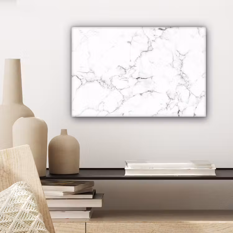Canvas schilderij - Marmer - Wit - Grijs - Luxe - Marmerlook - Structuur — 5