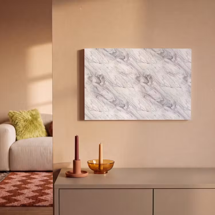 Canvas schilderij - Wervelende - Grijsstructuur - Marmer - Wit — 1