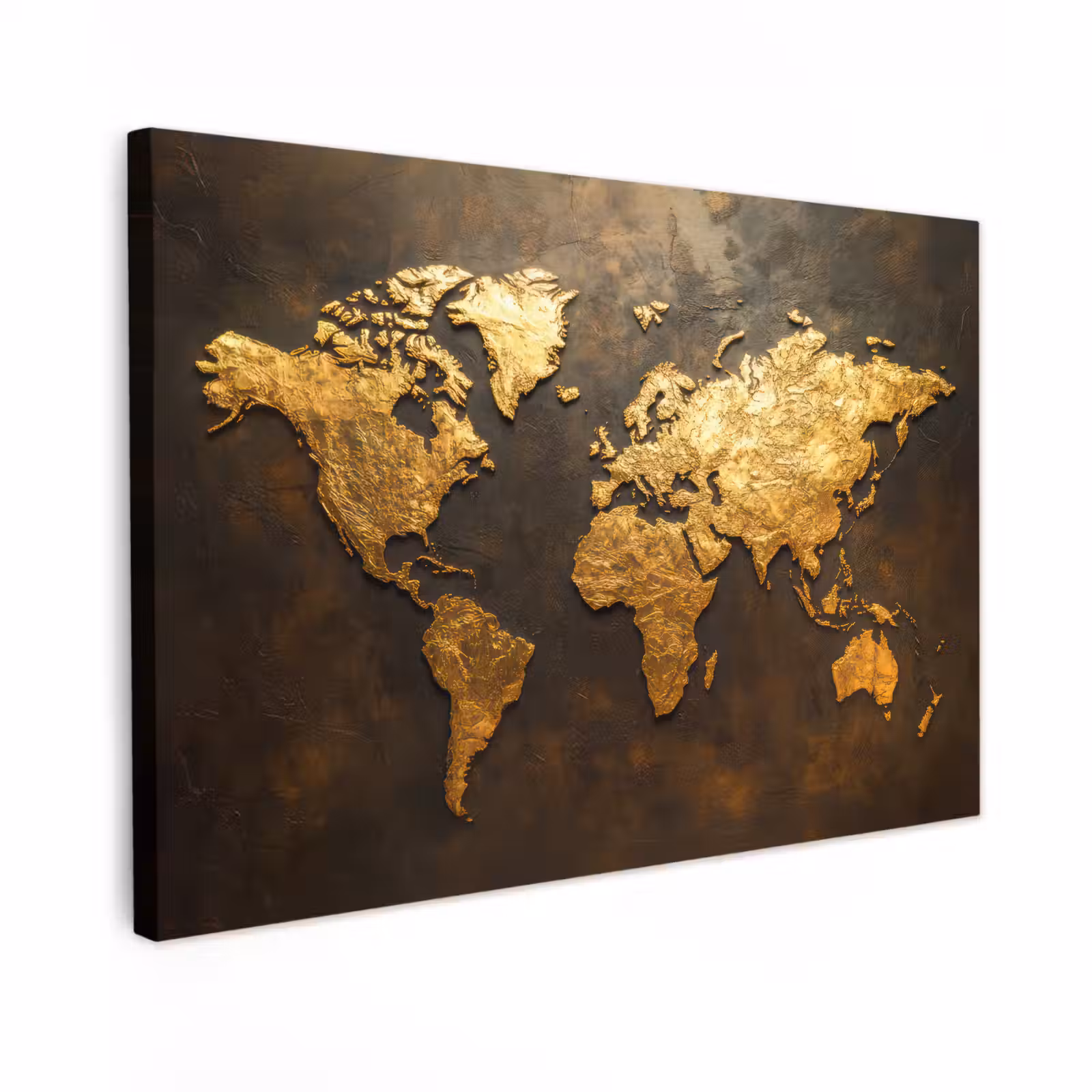 Canvas schilderij - Wereldkaart - Goud - Roest — 1