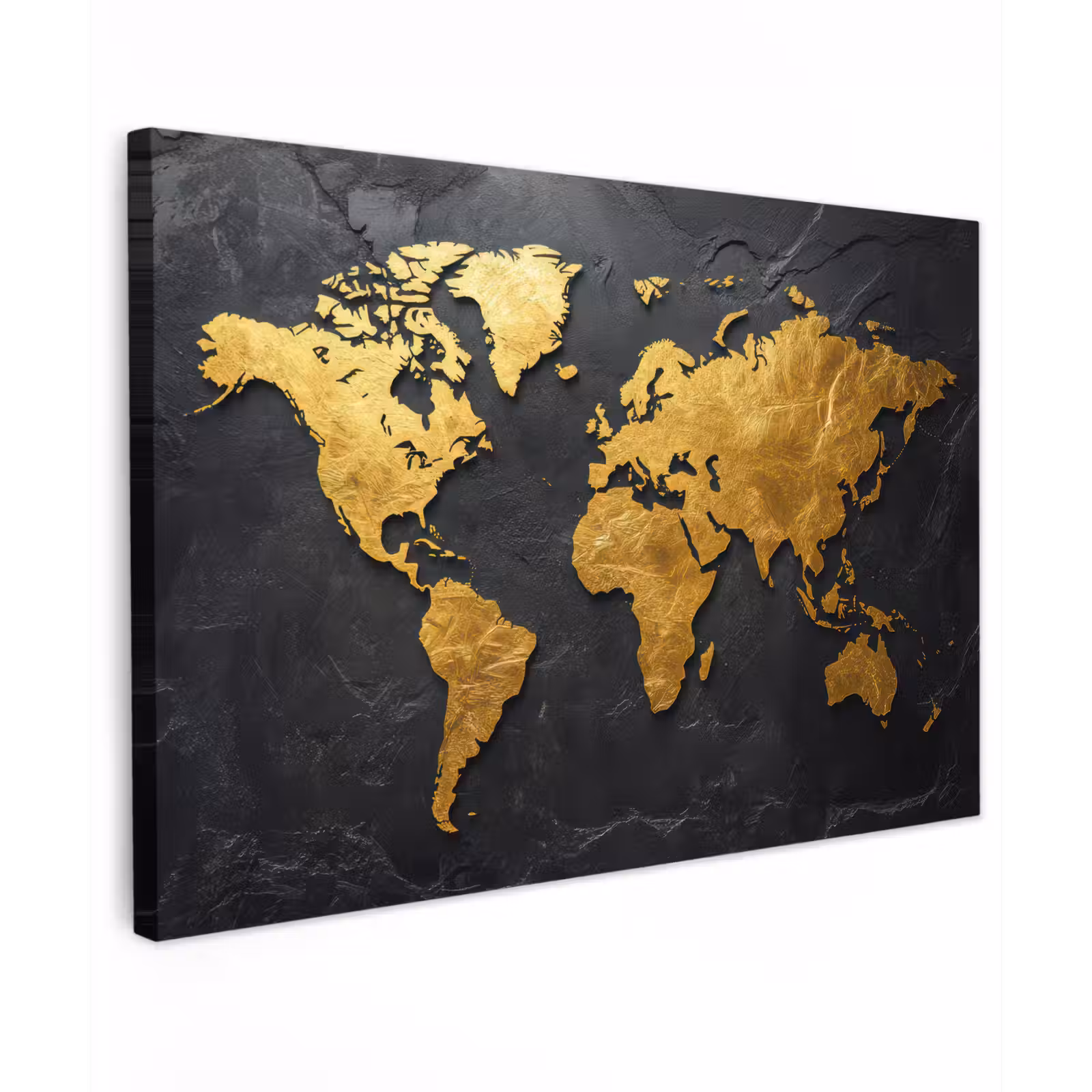 Canvas schilderij - Wereldkaart - Goud - Steen — 1