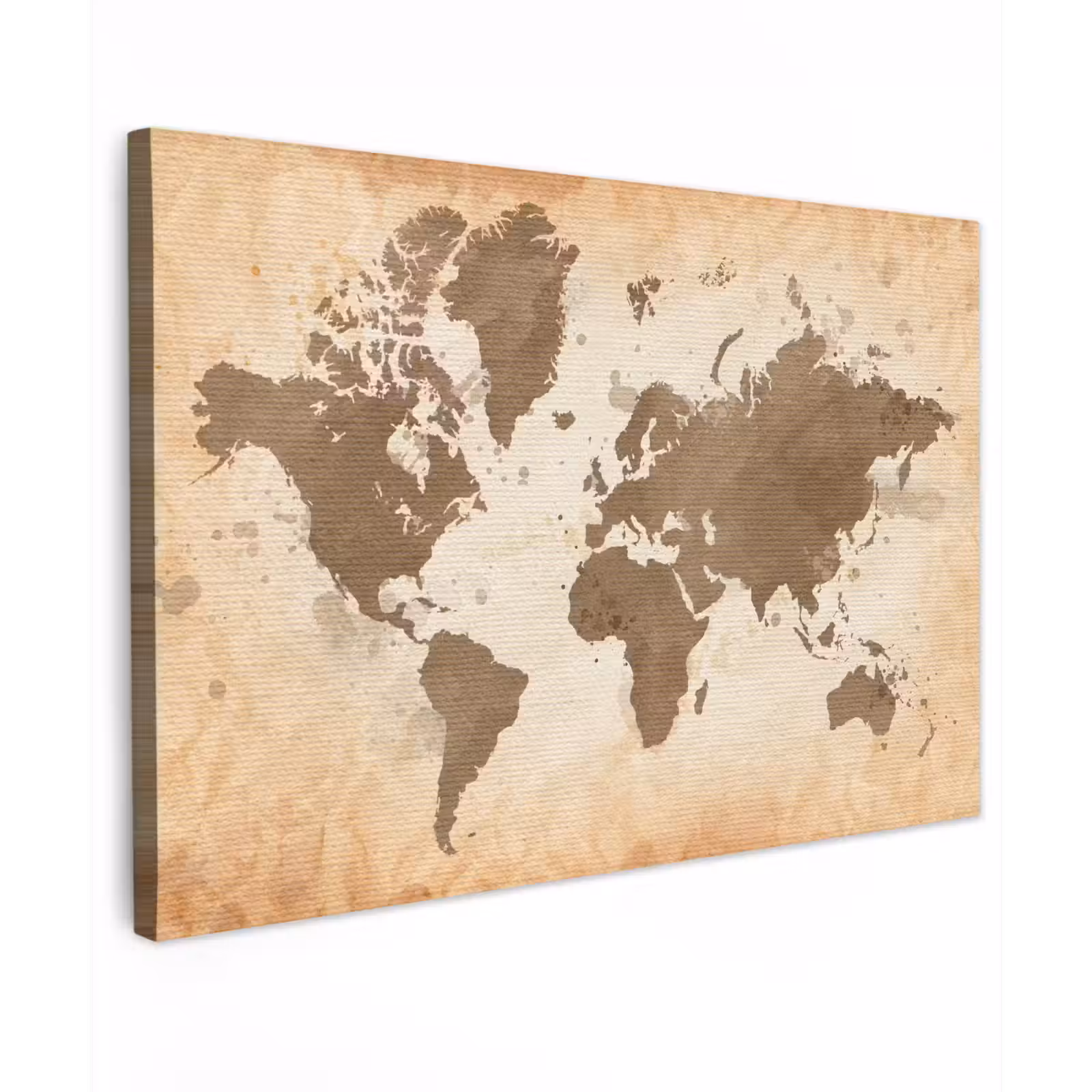 Canvas schilderij - Wereldkaart - Beige - Bruin — 1