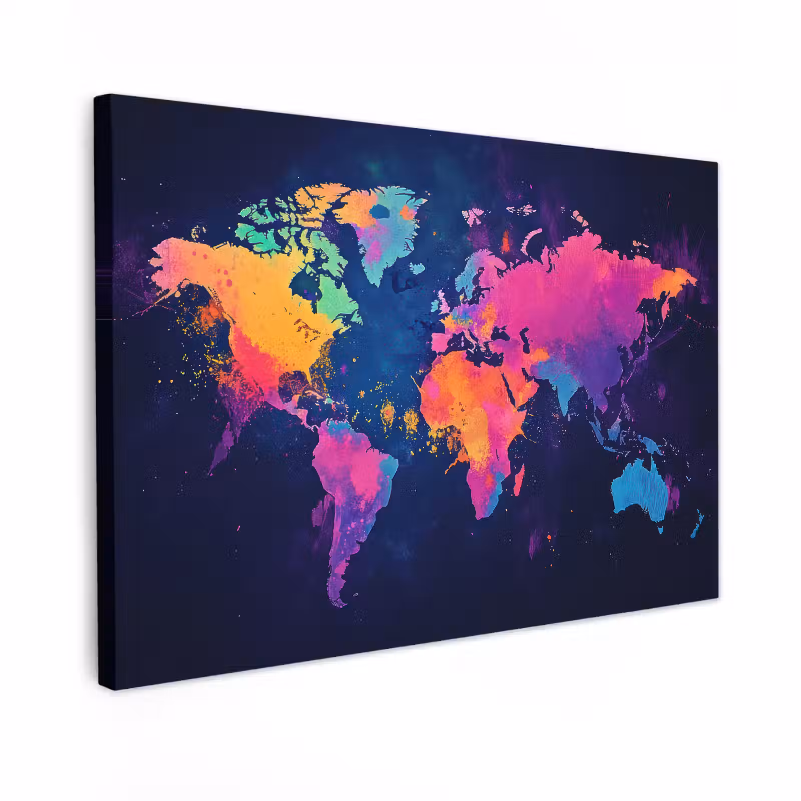 Canvas schilderij - Wereldkaart - Kleurrijk - Graffiti — 1