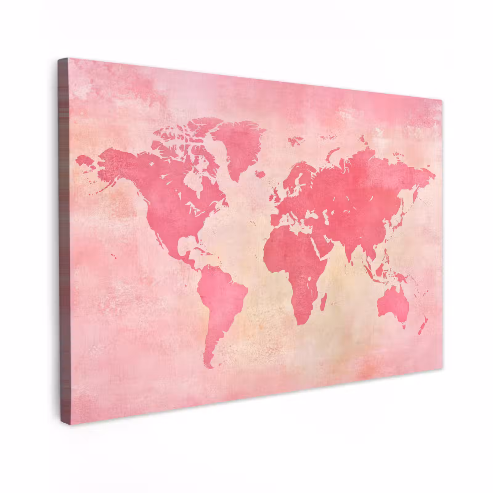 Canvas schilderij - Wereldkaart - Roze - Vaag — 1