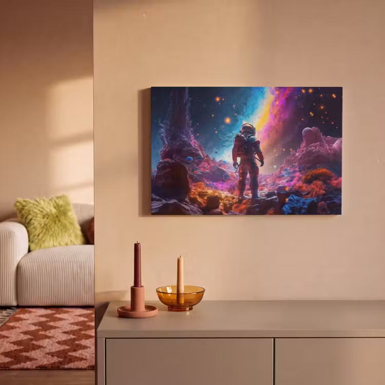 Canvas schilderij - Ruimte - Astronaut - Neon - Sterren — 2