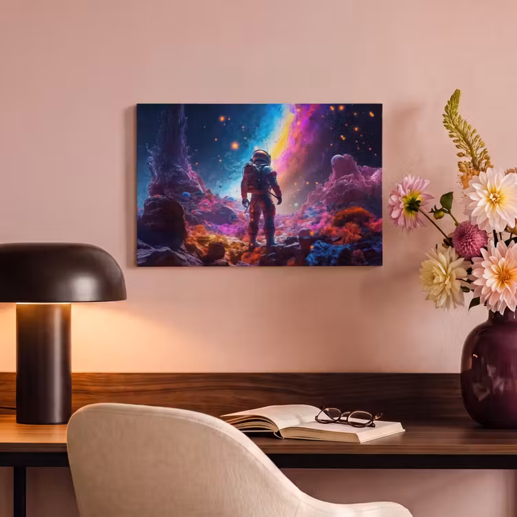 Canvas schilderij - Ruimte - Astronaut - Neon - Sterren — 4