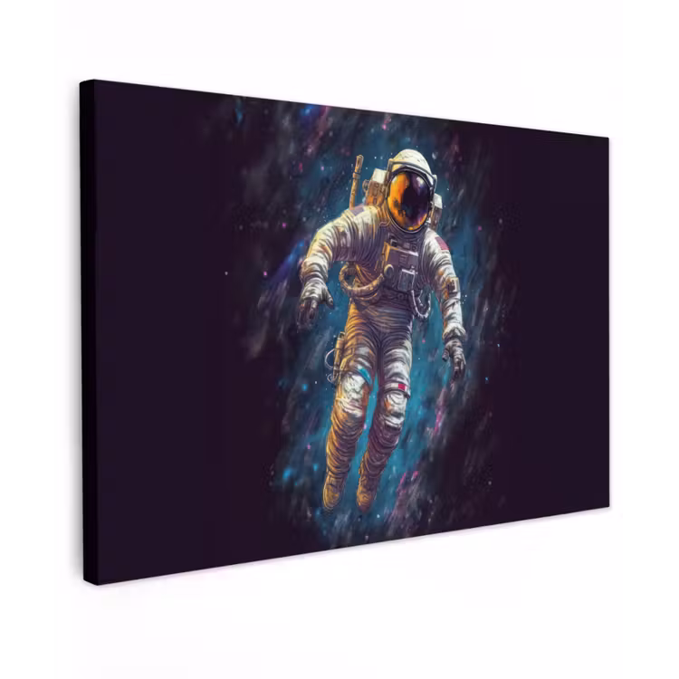 Canvas schilderij - Ruimte - Neon - Astronaut - Sterren — 1