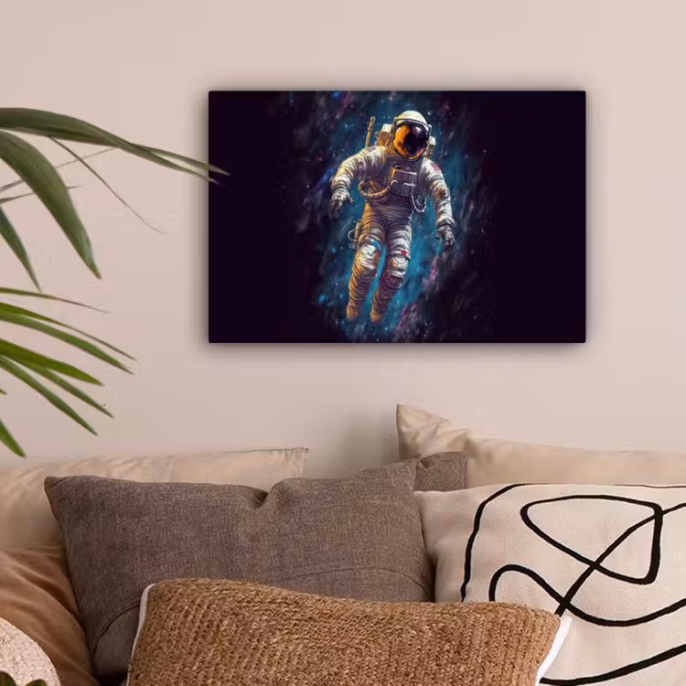Canvas schilderij - Ruimte - Neon - Astronaut - Sterren — 2