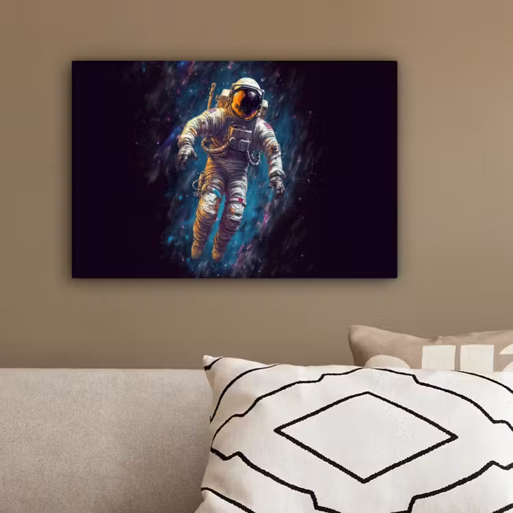 Canvas schilderij - Ruimte - Neon - Astronaut - Sterren — 3
