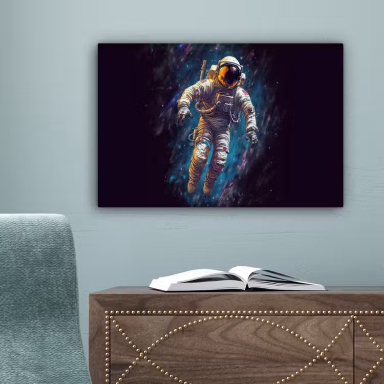 Canvas schilderij - Ruimte - Neon - Astronaut - Sterren — 4